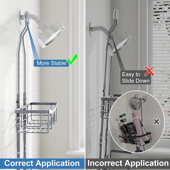 Shower Caddy, Upgraded Extended Length Shower Caddy Over Showerhead No Blocking - Image 6