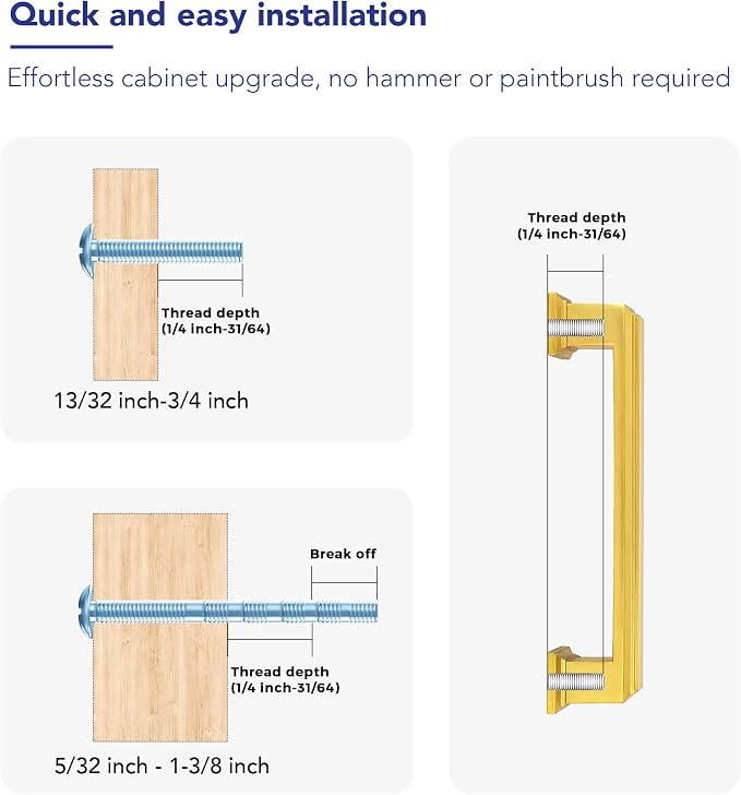 Ravinte Hardware 10 Pack Brushed Brass Cabinet Pulls, 3-3/4 Inch Hole Center - Image 3