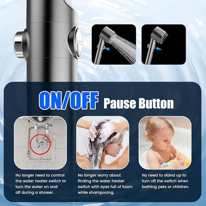 Filtered Shower Head with Handheld, High Pressure Water Flow and Multiple Spray - Image 6