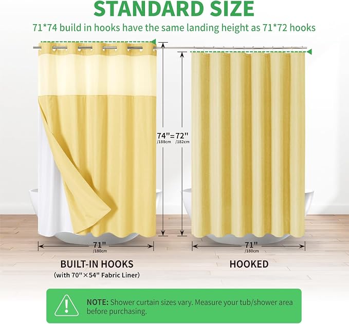 No Hooks Needed Linen Textured Shower Curtain - Image 7