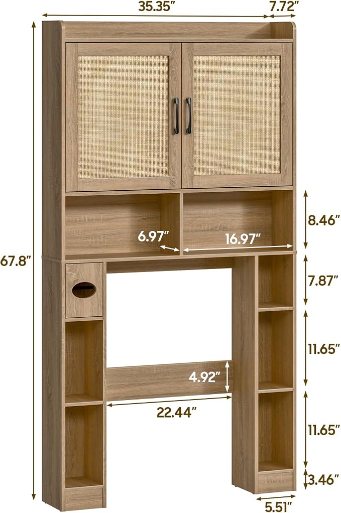Over The Toilet Storage Cabinet, Farmhouse Toilet Cabinet Rack - Image 2