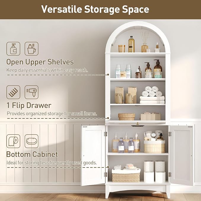 66" Tall Bathroom Storage Cabinet - Image 3