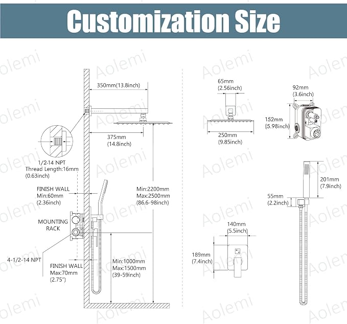 Aolemi Shower Faucet Set Rain Shower System - Image 6
