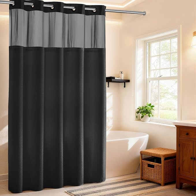 River Dream Heavyweight No Hooks Required Dotted Waffle Weave Shower Curtain by RiverDream