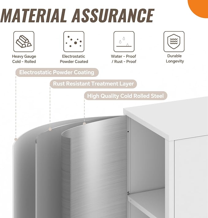 Locker Cabinet, 59.06" H White Metal Locker Storage Cabinet - Image 4