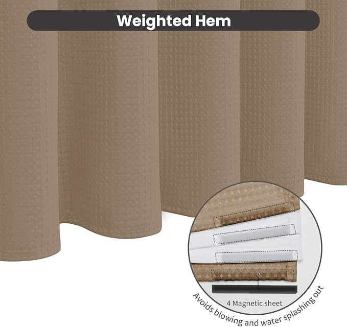 Inhousolu No Hook Waffle Weave Shower Curtain - Image 4