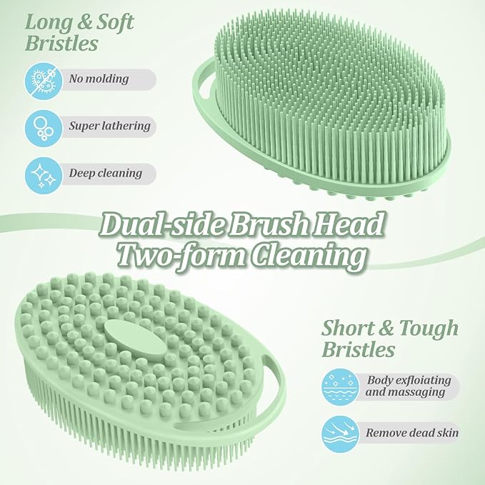 Silicone Back Body Face Scrubbers Set 4PCS, 15.35’’ Back Scrubber Soft Body - Image 4