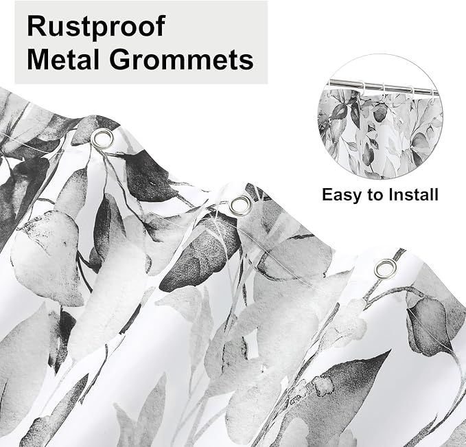 Colorful Star Grey Eucalyptus Waterproof Shower Curtain Set - Image 4