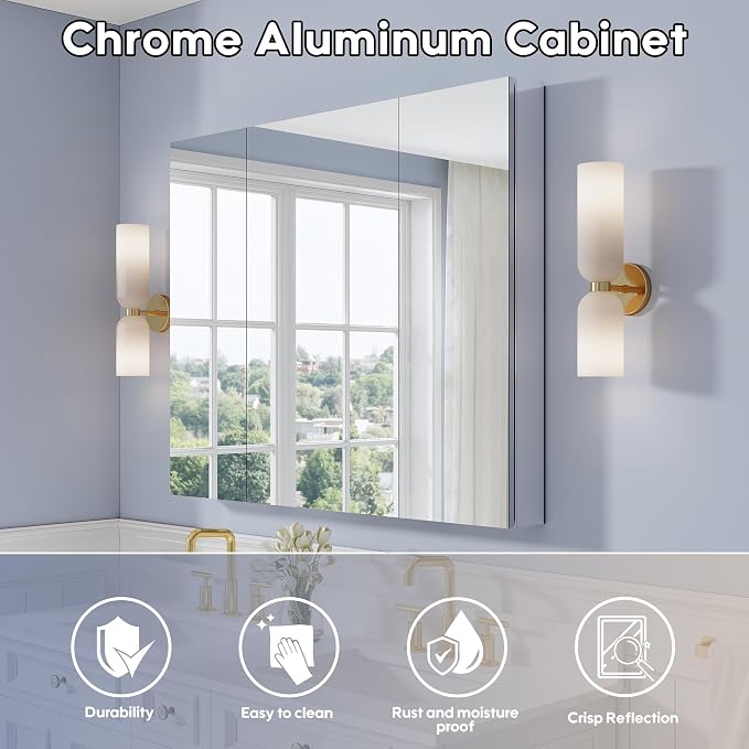 WELLFOR 44" x 36" Bathroom Medicine Cabinet - Image 3