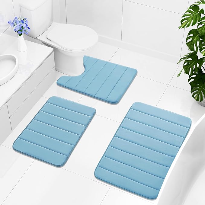Buganda Memory Foam Bath Mat, Ultra Soft and Non-Slip Bathroom Rugs, Water - Image 8