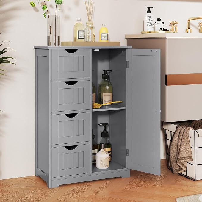 Tangkula Bathroom Floor Cabinet, Freestanding Storage Cabinet - Image 2
