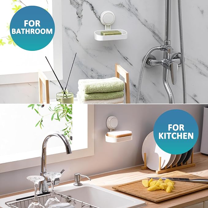 TAILI Suction Cup Soap Holder 2 Pack, Plastic Vacuum Suction Bar Soap Dish - Image 8