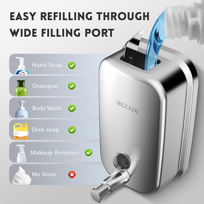 Commercial Soap Dispenser Stainless Steel Wall Mount - Image 4