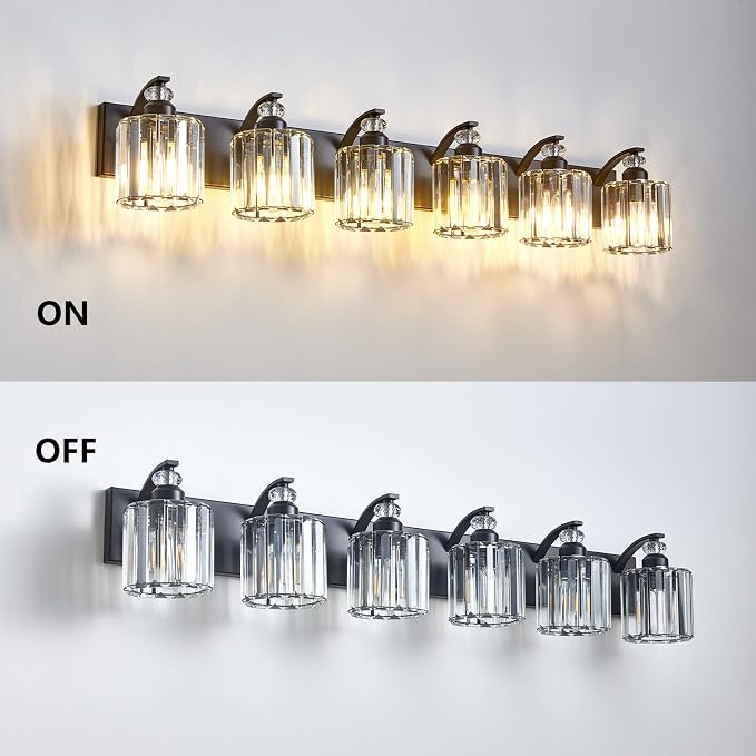 6-Light Black Bathroom Light Fixture Modern Vanity Lights Over Mirror Vintage - Image 4