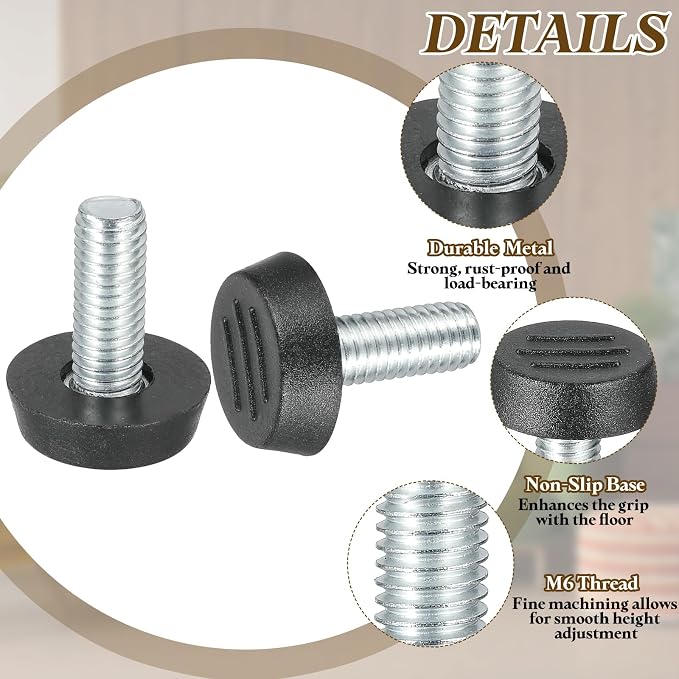 PATIKIL 10 Pcs M8 x 20mm Thread Adjustable Furniture Levelers, Furniture Feet - Image 3