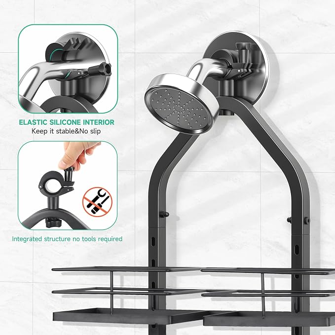 Shower Caddy Hanging for Handheld Showerheads Adjustable Height Extra Long - Image 3