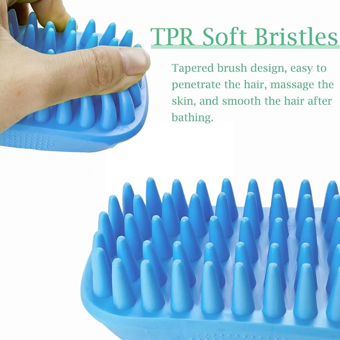 Dog Bath Brush, Pet Silicone Shampoo Brush, Rubber Shower Wash Curry Brush - Image 2