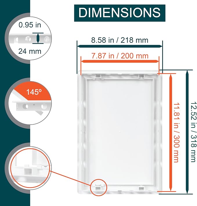 8" x 12" White Plastic Access Panel. Service Shaft Door Panel. Plumbing - Image 2