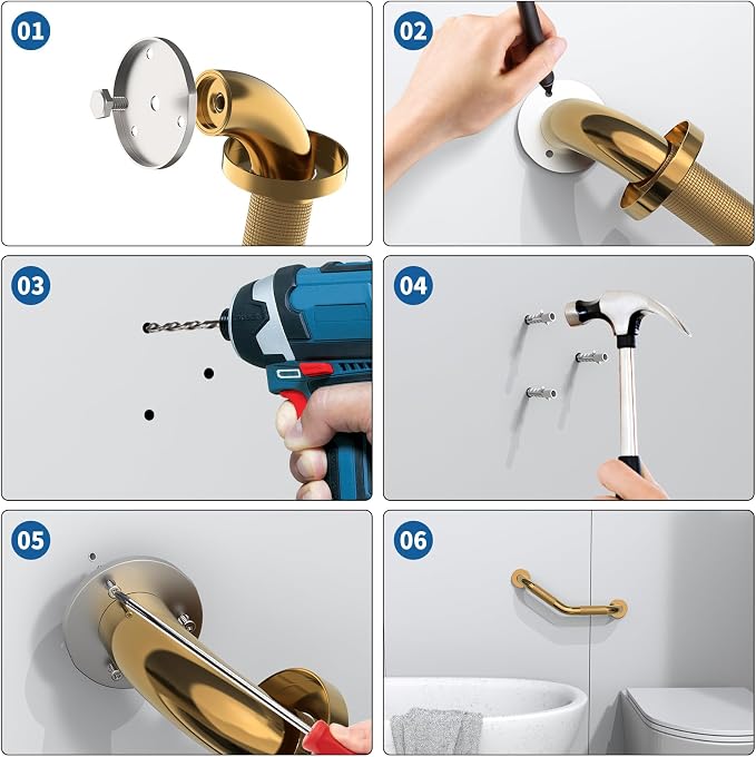 2 Pack 16 Inch Munzong Shower Grab Bars - Image 5