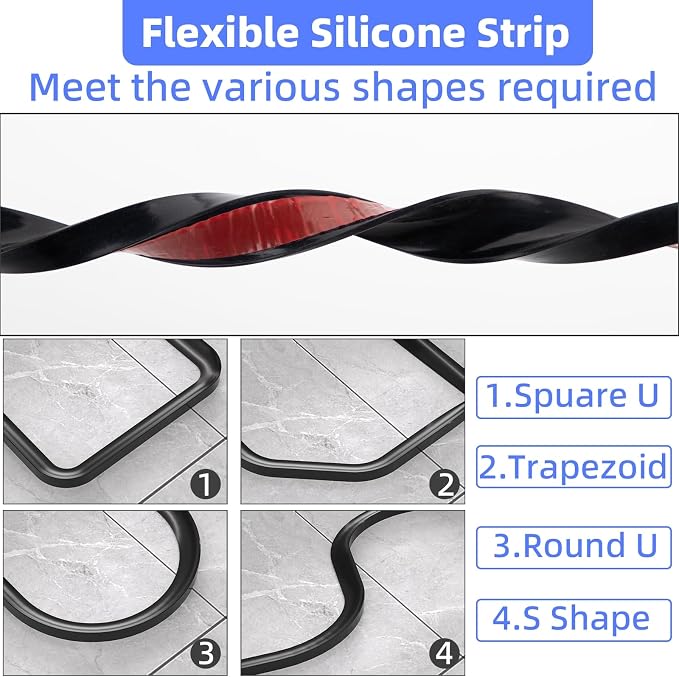 118 Inch Silicone Shower Threshold Water Barrier, Dam - Image 5