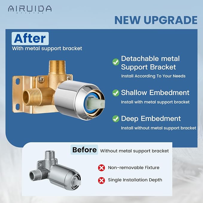 Airuida Shower Faucet Set and Handle Set Single Function Shower Trim Kit - Image 5