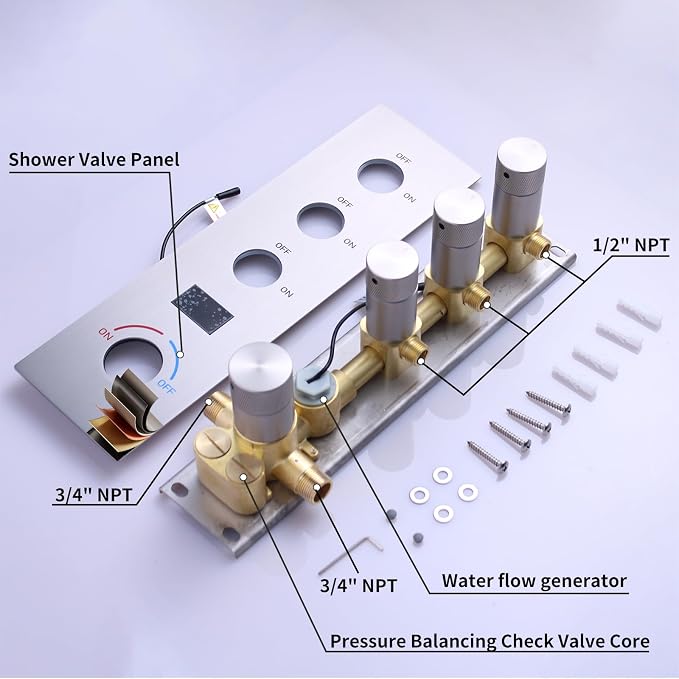 Digital Display Shower System Brushed Nickel Shower Faucet Set - Image 6