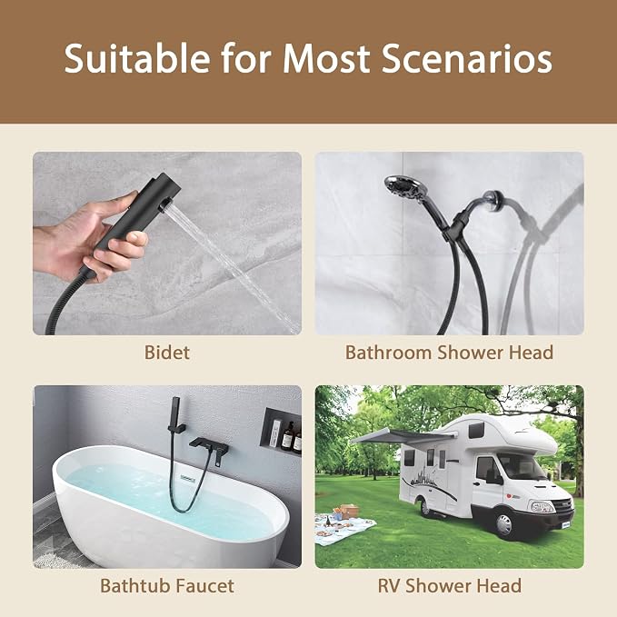 71-Inch Black Metal Shower Hose - Image 6