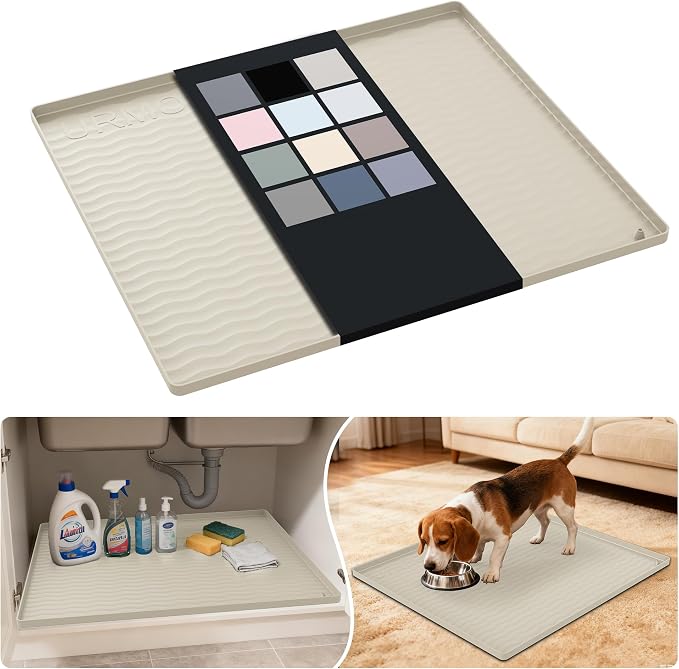 URMONA Waterproof Silicone Under Sink Mat 25'' x 22'' Shelf Liner by URMONA
