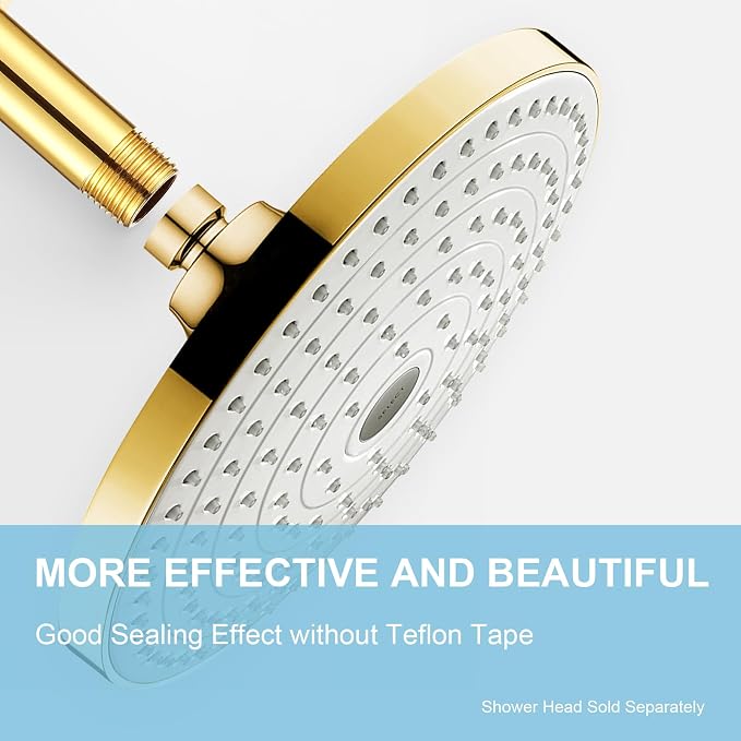 OFFO Shower Arm with Flange, Bright Gold 16 in Ceiling Mount Replacement Rain - Image 2