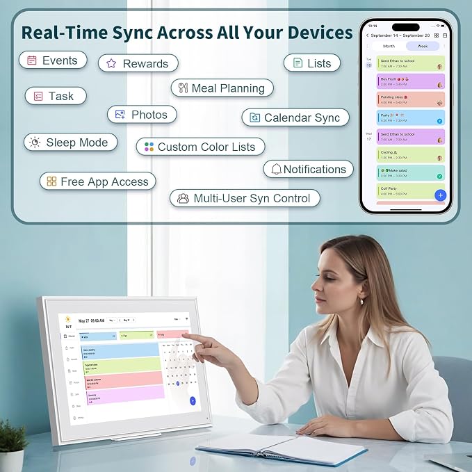 Canupdog 15.6 Inch Digital Calendar, Electronic Planner & Chore Chart - Image 4