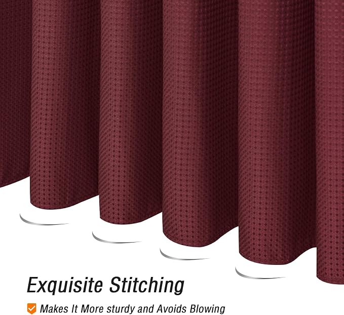 Gibelle Extra Long Shower Curtain 72 x 84, Tall Waffle Weave Textured Fabric - Image 5