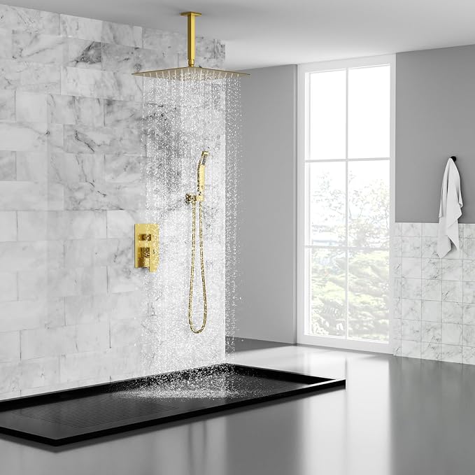 SR SUN RISE 16 Inch Ceiling Mounted Shower System Rain Mixer Shower Combo Set - Image 7