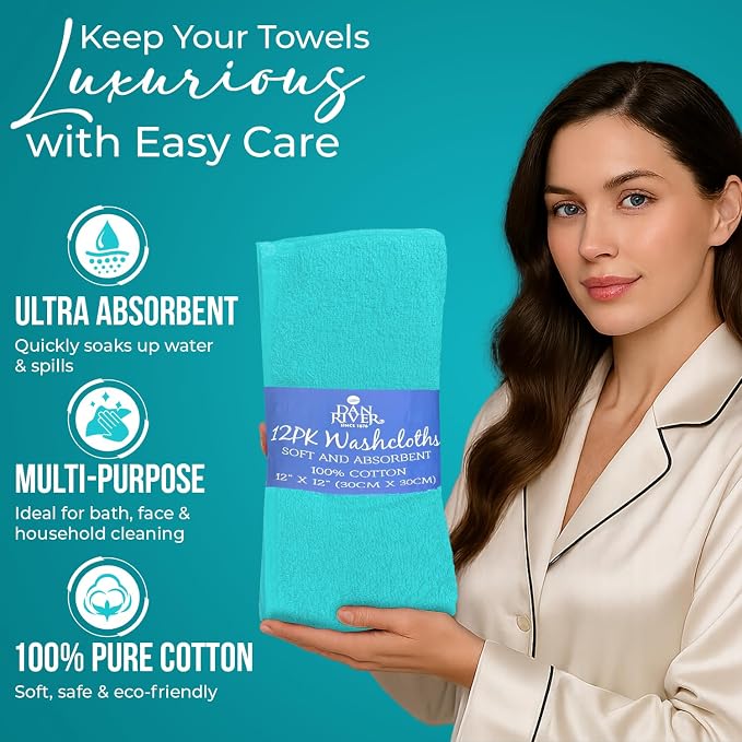 DAN RIVER 12 Pack Wash Cloths for Showering - Image 4