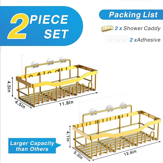 EUDELE Shower Caddy 2 Pack, Adhesive Organizer - Image 2