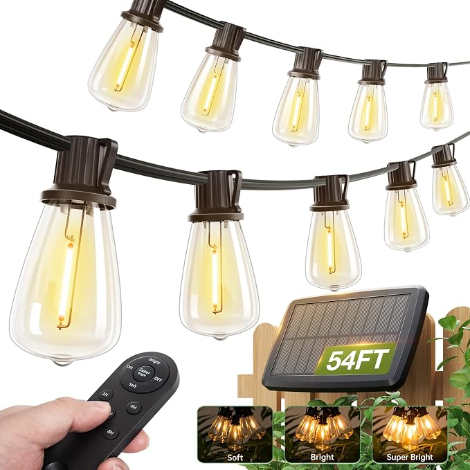 addlon 54 FT Solar String Lights Waterproof, Patio Lights Solar Powered by addlon