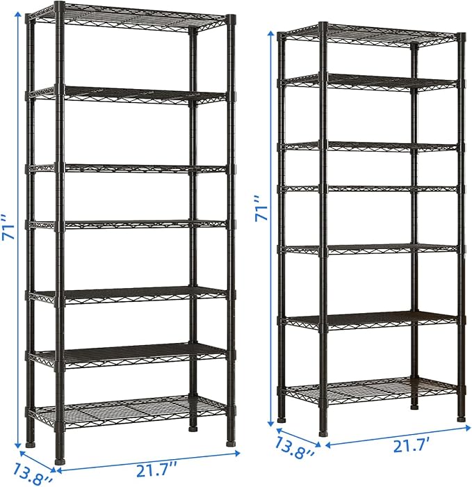 14 Tier Storage Racks Shelving, Heavy Steel Pantry Shelves, Adjustable Wire - Image 3