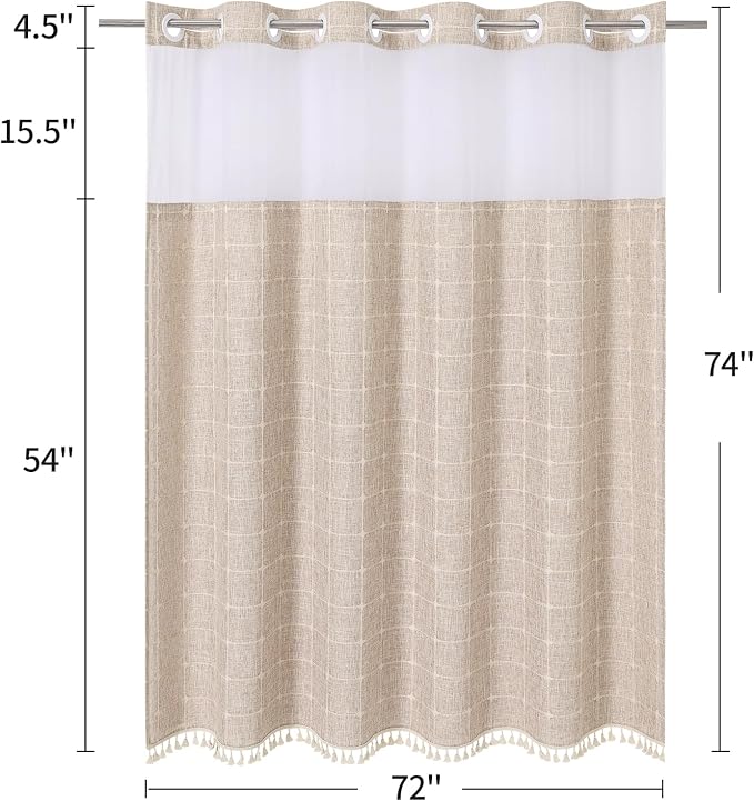 MitoVilla No Hooks Required Farmhouse Shower Curtain - Image 6