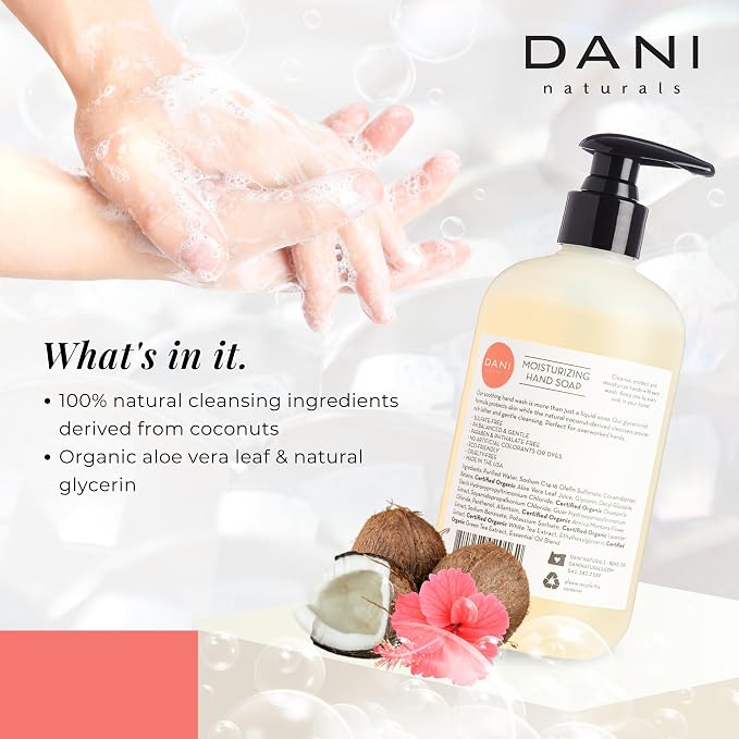 DANI Naturals Moisturizing Hand Soap – Coconut Hibiscus Scent, Sulfate-Free & - Image 4