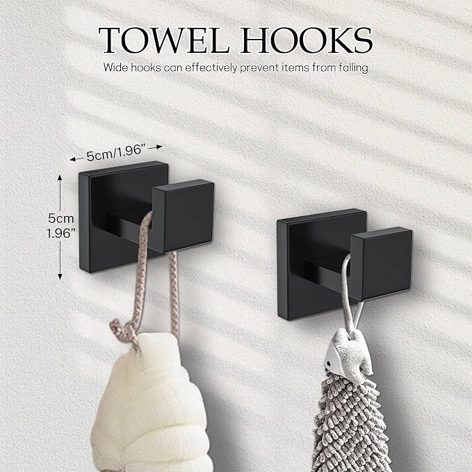 Matte Black Bathroom Hardware Accessories Set 5-Pieces Black Towel Bar Set - Image 5