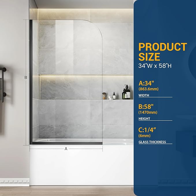 Bathtub Shower Glass Panel, Simple Shower Door Panel Easy to Install - Image 4