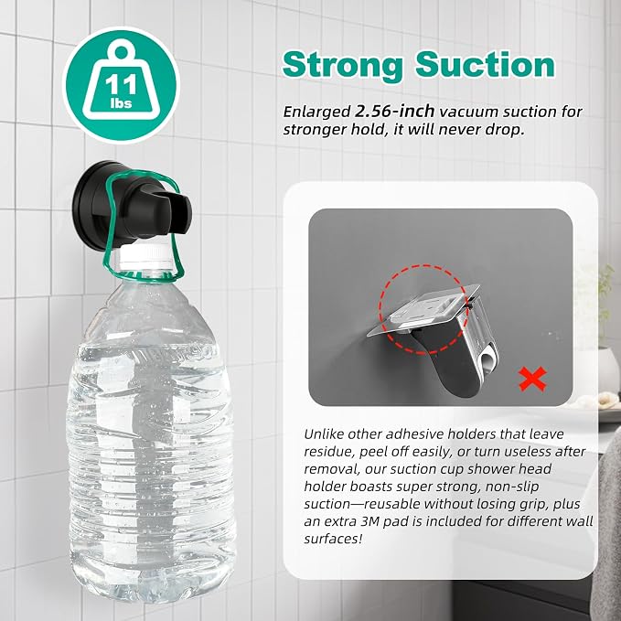 Hibbent 2 Pack Vacuum Suction Cup Shower Head Holder, Removable Shower Head - Image 5