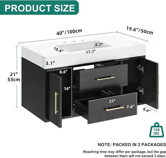 YITAHOME 40 Inch Floating Vanity - Image 2