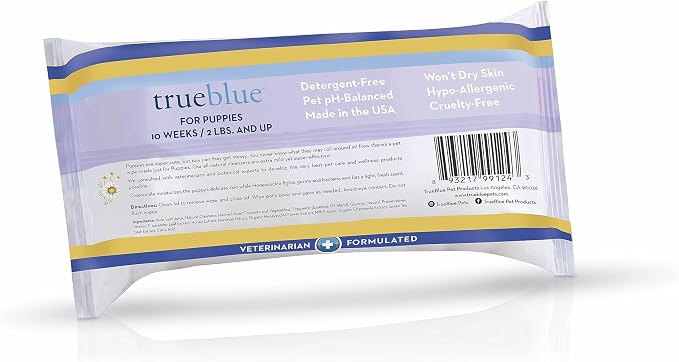 TrueBlue Chamomile & Honeysuckle Pure & Sure Puppy Wipes – Pre-Moistened Puppy - Image 2