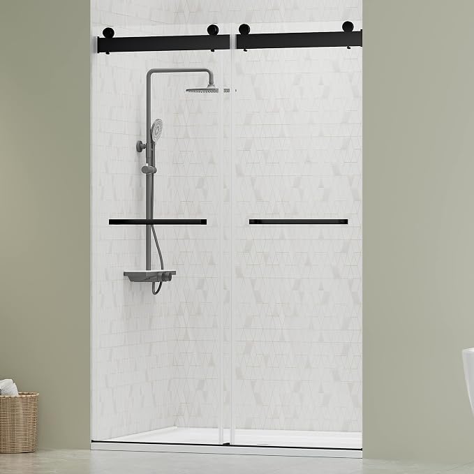 DELAVIN 44"-48"W x 75"H Frameless Shower Door, Double Sliding Shower Door by DELAVIN
