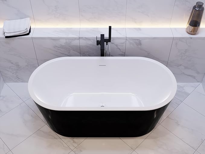 ANZZI 55 Inch Acrylic Freestanding Bathtub In Glossy White | Chand Pre-plumbed - Image 3