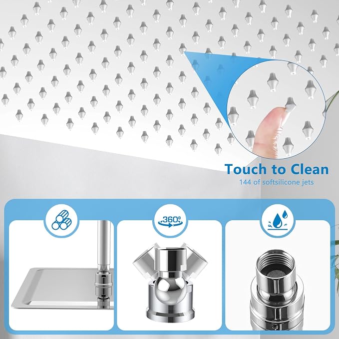 Square Rainfall Shower Head, High Pressure Flow - Image 5