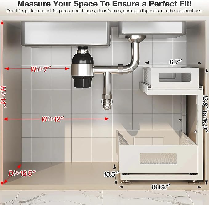 2 Pack 18.5IN-Depth Under Sink Organizer - Image 2
