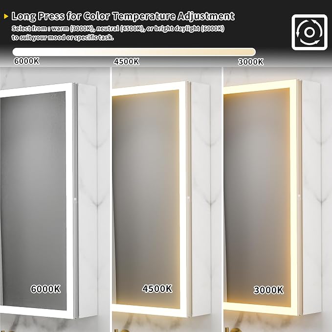 GroGro LED Lighted Bathroom Medicine Cabinet - Image 7