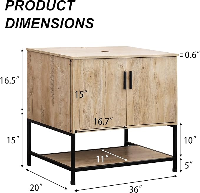 UEV Rustic Oak 36" Bathroom Vanity - Image 2