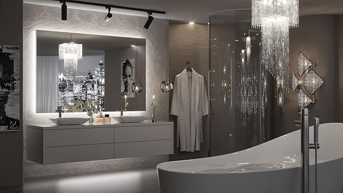 TETOTE 48 x 30 Inch LED Mirror Backlit Bathroom, Anti-Fog Mirror - Image 2